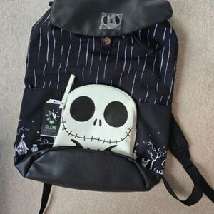 BIOWORLD JACK SKELLINGTON GLOW IN THE DARK LARGE BACKPACK NWT